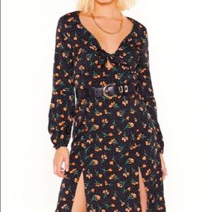 NWT Nasty Gal Black and Orange Floral Dress size 4